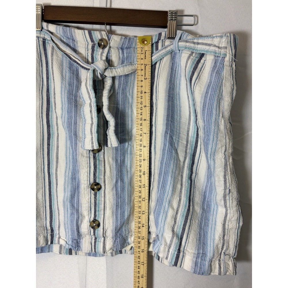 Da-sh Shorts Womens Sz L Blue White Striped Linen Flat Front Drawstring Pockets - Picture 7 of 9